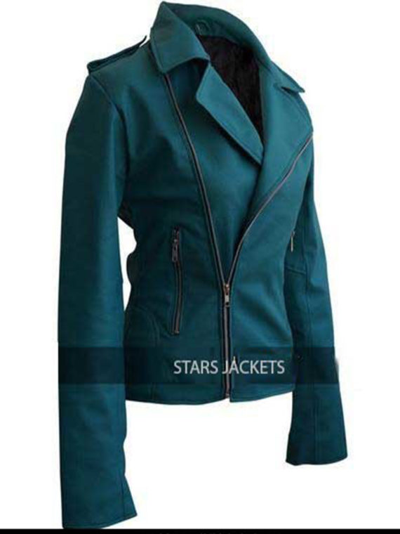 Ladies Brando Style Synthetic Leather Jacket