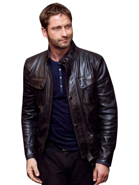 Olympus Has Fallen Gerard Butler Black Leather Jacket