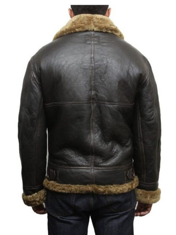 Real Shearling Sheepskin Flaying Black Jacket