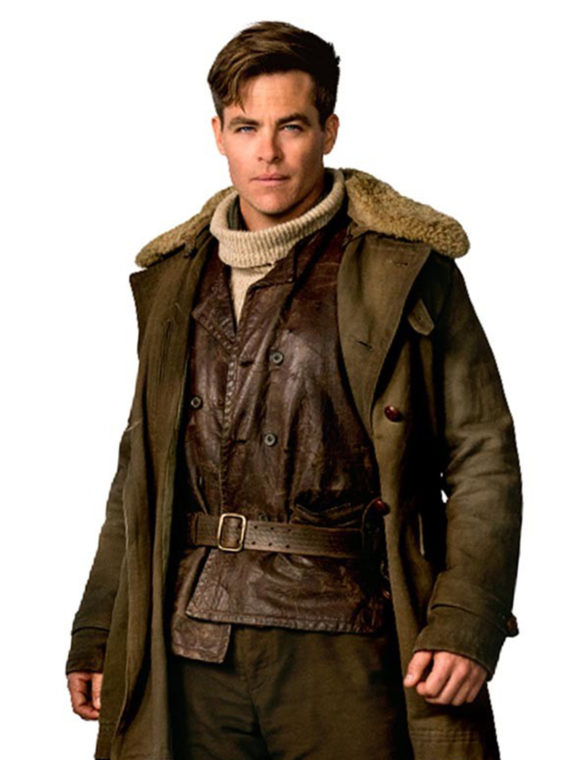 Wonder Woman Movie Chris Pine Brown Coat