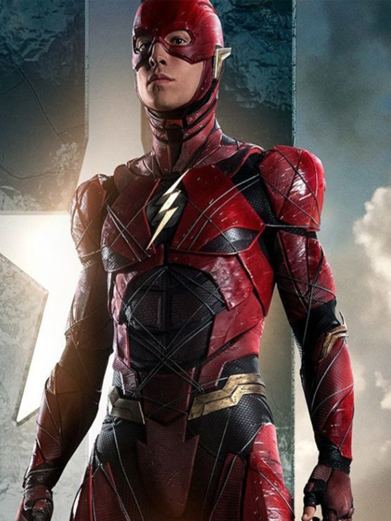 The Flash Justice League Ezra Miller Red Leather Jacket