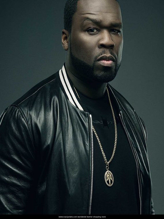 50 Cent Den of Thieves Black Leather varsity jacket