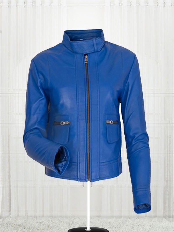 Agusta Women's Fashion Leather Blue Jacket