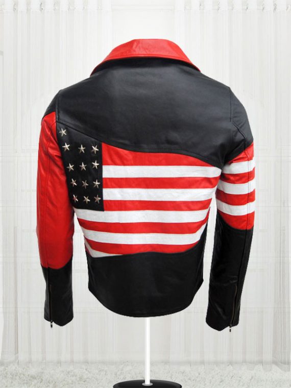 Amazing American Flag Cow Leather Jacket