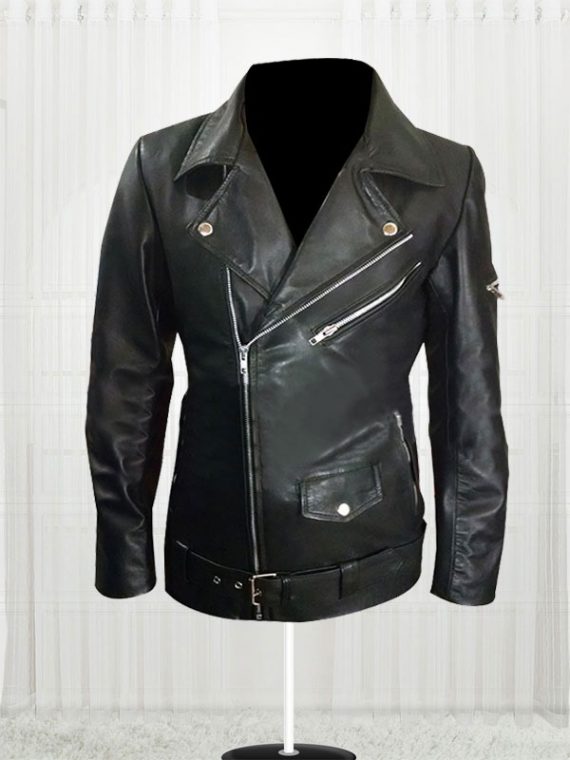 America Flag Women Black Motorcycle Leather Jacket