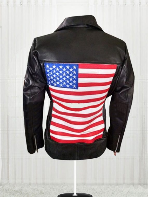 America Flag Women Motorcycle Leather Jacket