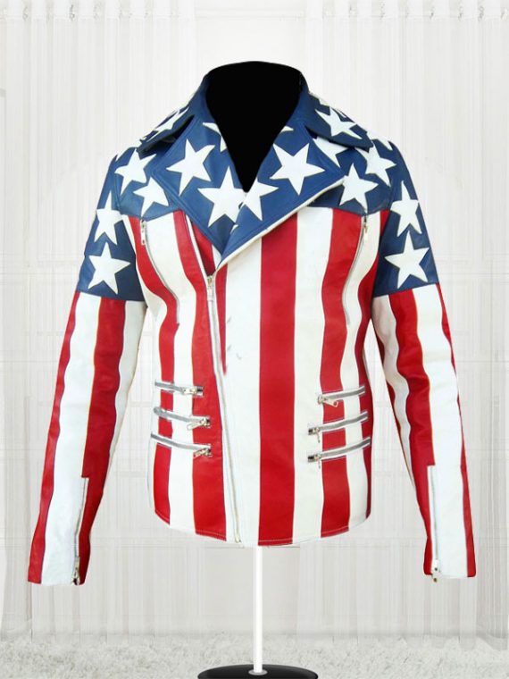 American Flag White Double Breasted Jacket