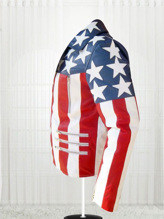 American Flag White Double Breasted Leather Jackets