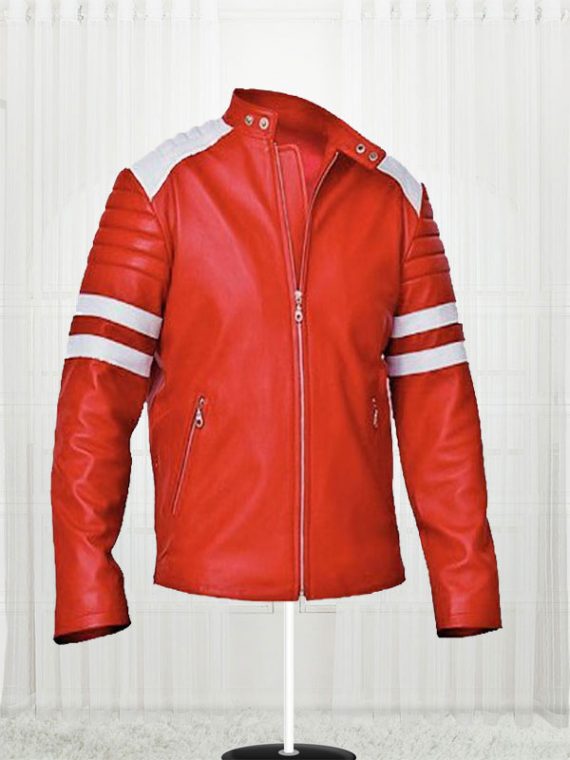 Brad Pitt FC Leather Stylish Red Jacket