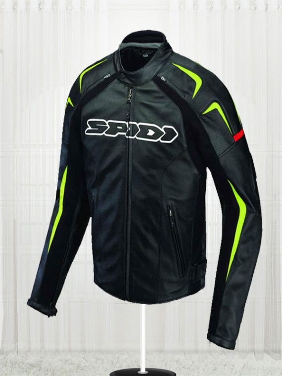 Green Detailed Sports Biker Jacket