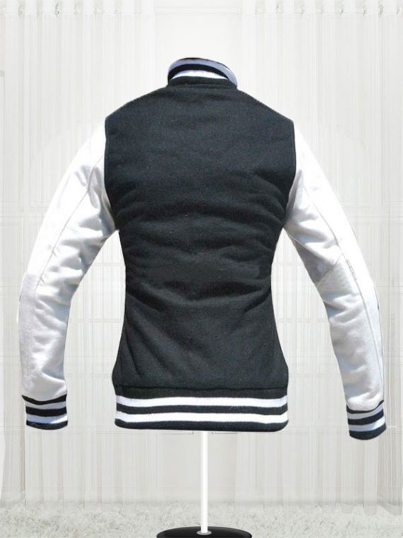 Kim Kardashian Simone Varsity Bomber Design Moda Jacket in Black & White