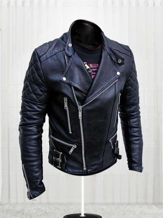 New Handsome Men Slim Fit Bikers Black Leather Jacket