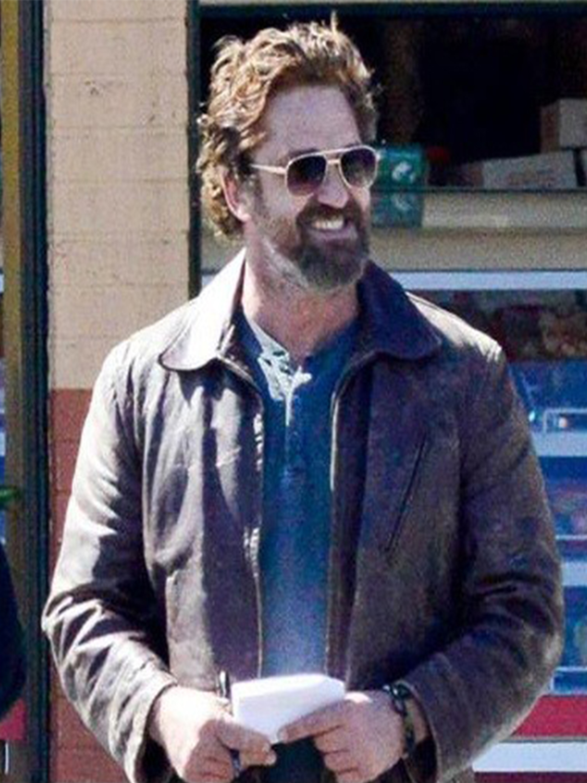 Nick Flanagan Gerard Butler Den of Thieves Brown Jacket