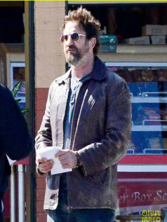 Nick Flanagan Gerard Butler Den of Thieves Brown Leather Jacket