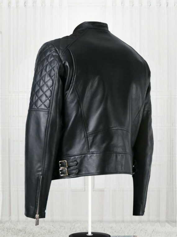 Quilt Sleeved Stylish Black Leather Jackets