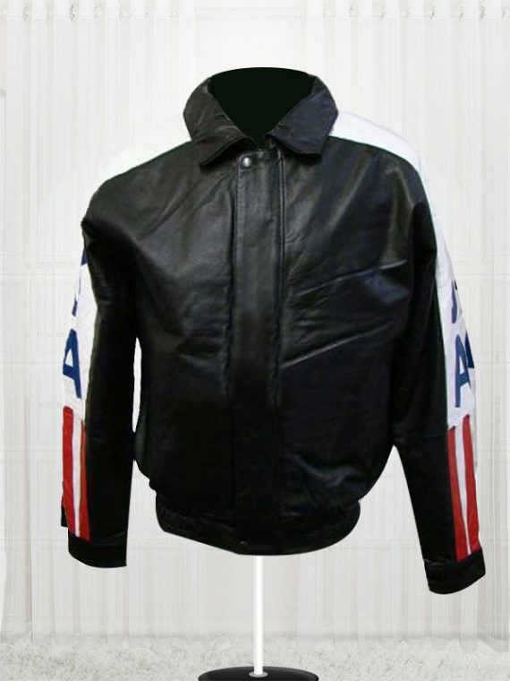 Shirt Collar Flag Leather Jacket