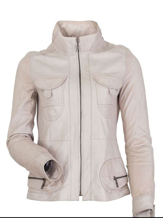 Vitória Sporty Women White Motorcycle Jacket