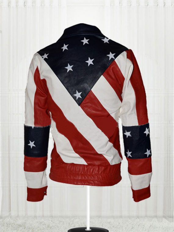 Womens American Flag Leather Biker Jacket