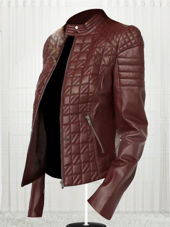 Women's Designer New Fashionable Brown Leather Jacket