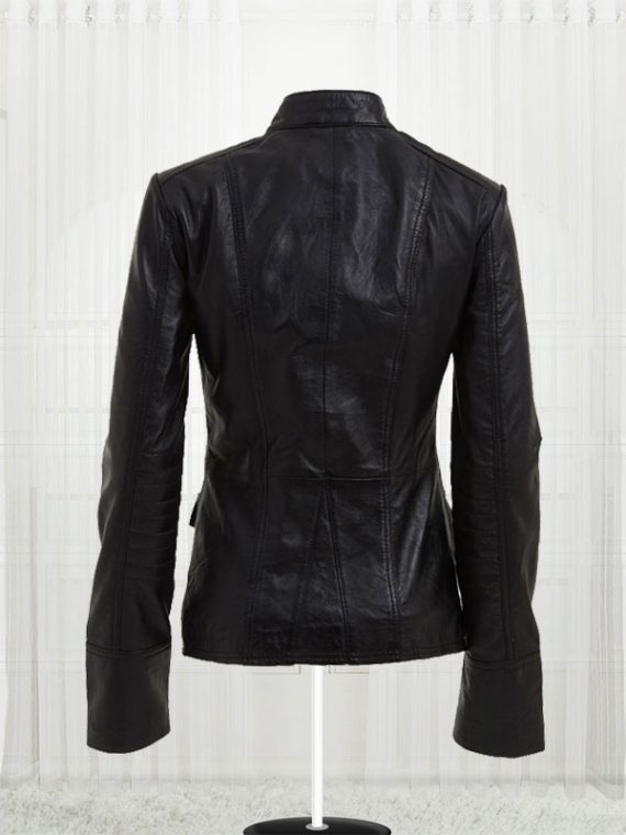 Womens Military Black Leather Jacket