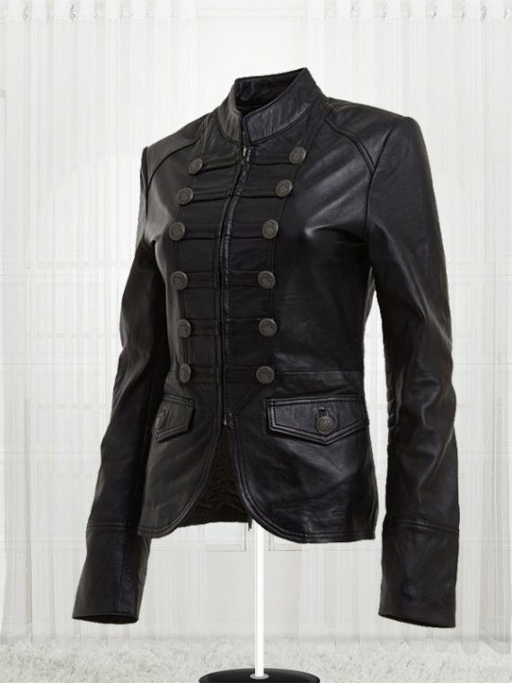 Womens Military Black Leather Jackets