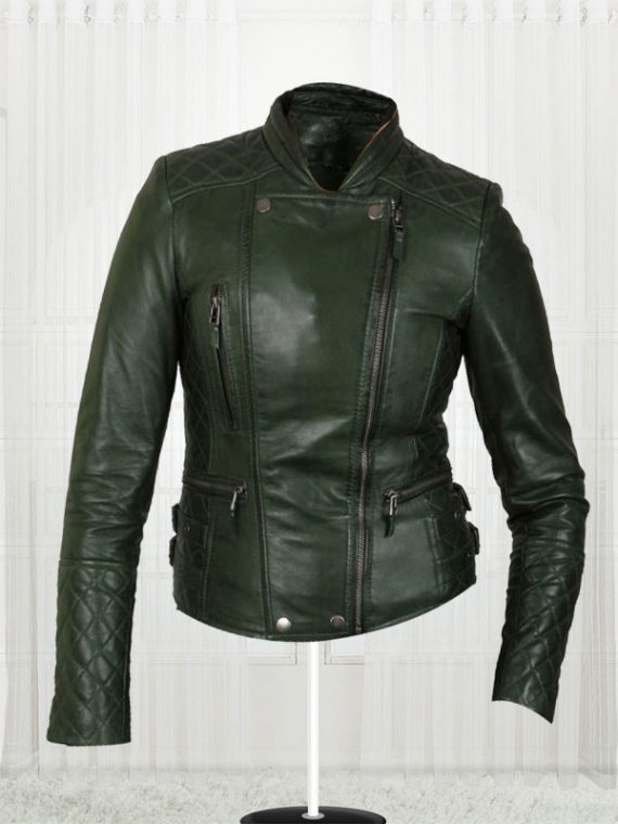 Women's Olive Green Biker New Fashionable Leather Jackets