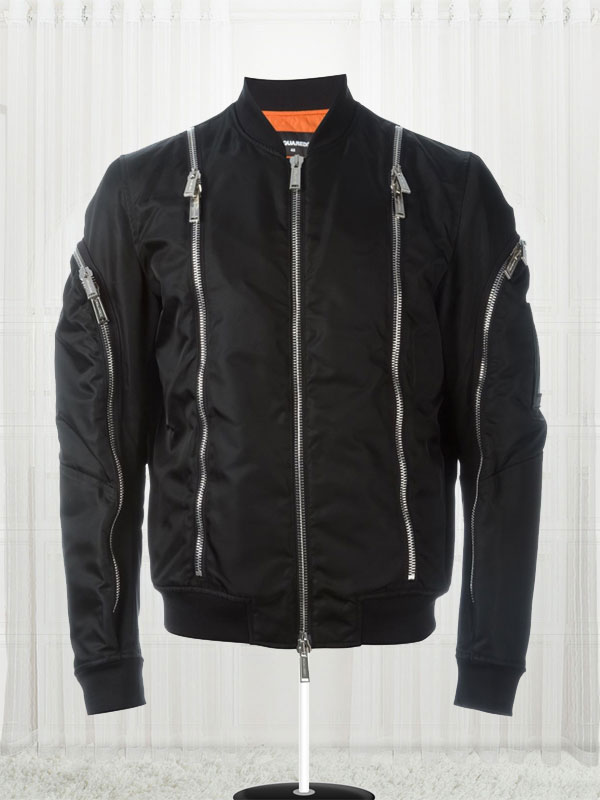 Zip Trim Classic Black Bomber Jacket