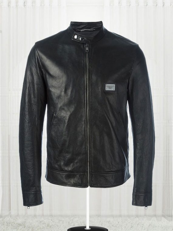 Zipped Simple For Mens Black Leather Jacket