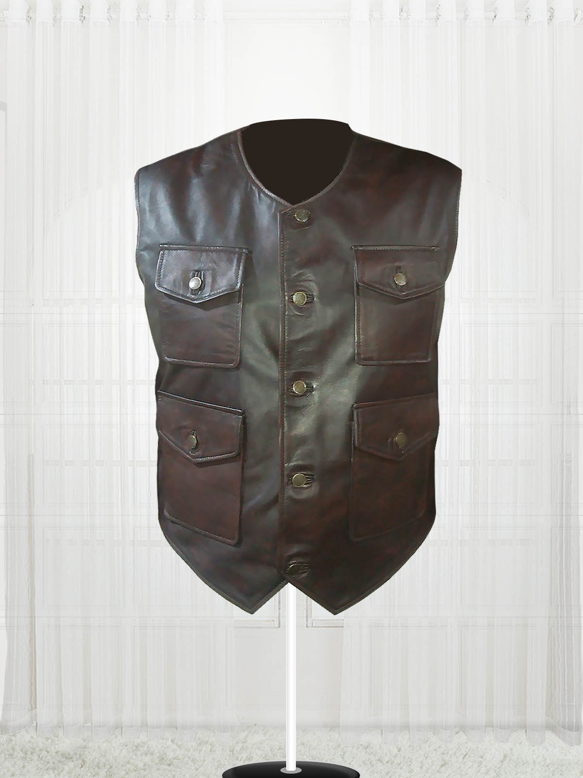 Genuine Lambskin Cargo Brown Vest