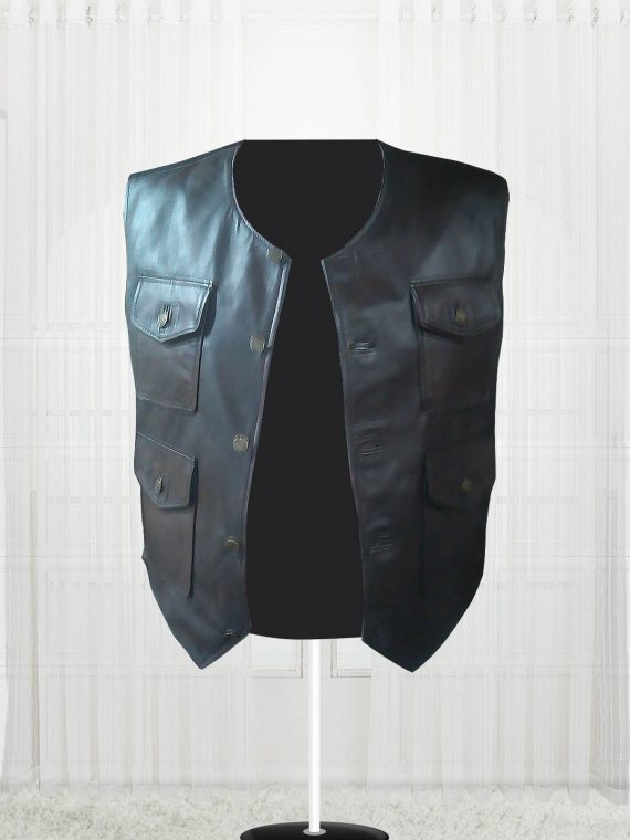 Genuine Lambskin Cargo Men Brown Vest