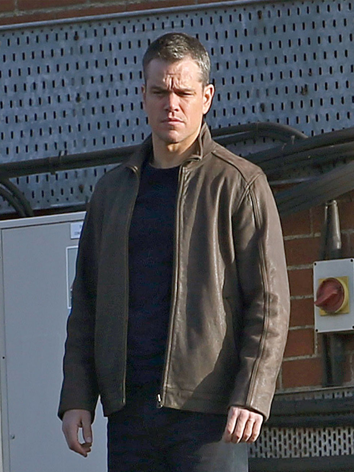 Jason Matt Damon Bourne Sequel Brown Leather Jacket