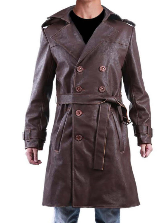 Watchmen Jackie Earle Haley Leather Brown Coat - Image 3