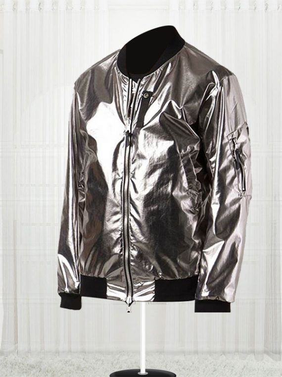 11 By Boris Bidjan Saberi Silver Satin Bomber Men Jacket