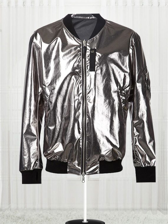 11 By Boris Bidjan Saberi Silver Satin Bomber Men Jackets