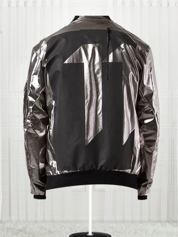 11 By Boris Bidjan Saberi Silver Satin Bomber Men's Jacket