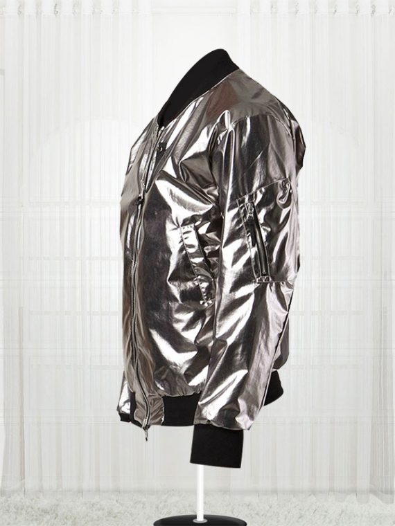 11 By Boris Bidjan Saberi Silver Satin Bomber Men's Jackets