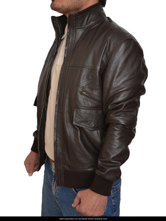 6 Pocket Slim Fit Bomber Black Leather Jackets