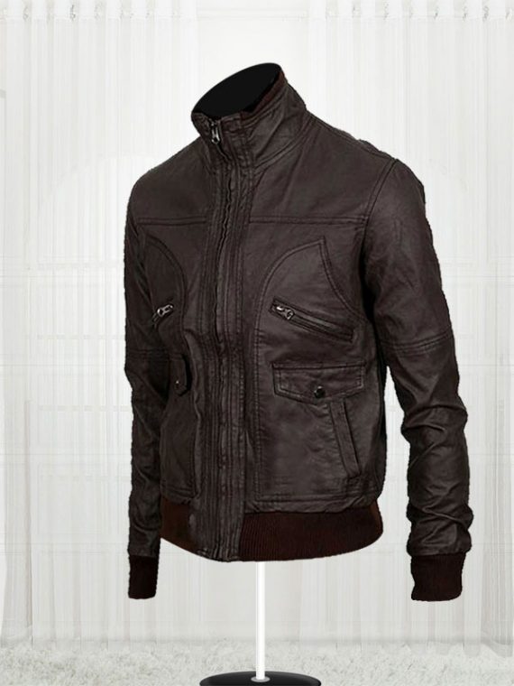 6 Pocket Slim-fit Bomber Leather Jackets