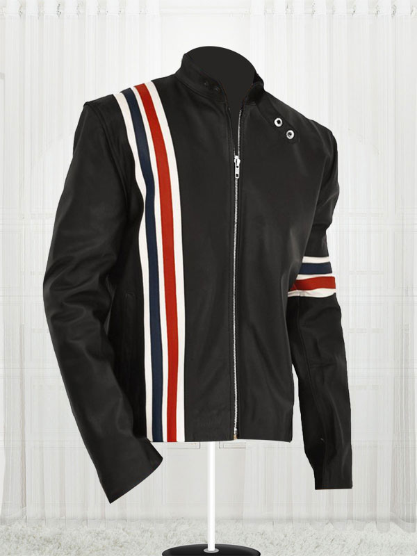 American Flag Jacket - Black Leather Motorcycle Jacket