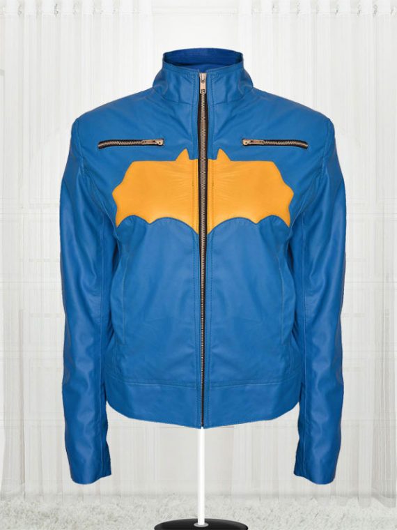 Batgirl Blue and Yellow Leather Jacket