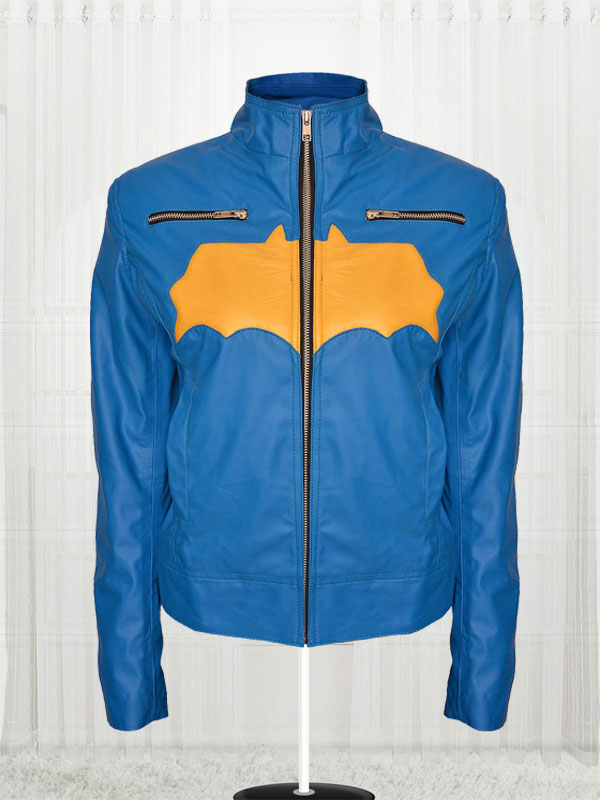 Batgirl Blue and Yellow Leather Jacket