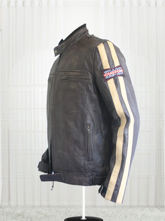 Biker Retro Racing Richa Dark Brown Leather Jacket