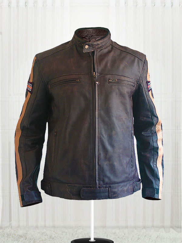 Biker Retro Racing Richa Dark Brown Leather Jacket For Men