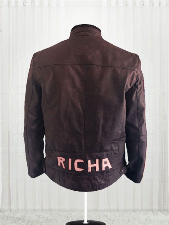 Biker Retro Racing Richa Dark Brown Leather Jacket For Mens