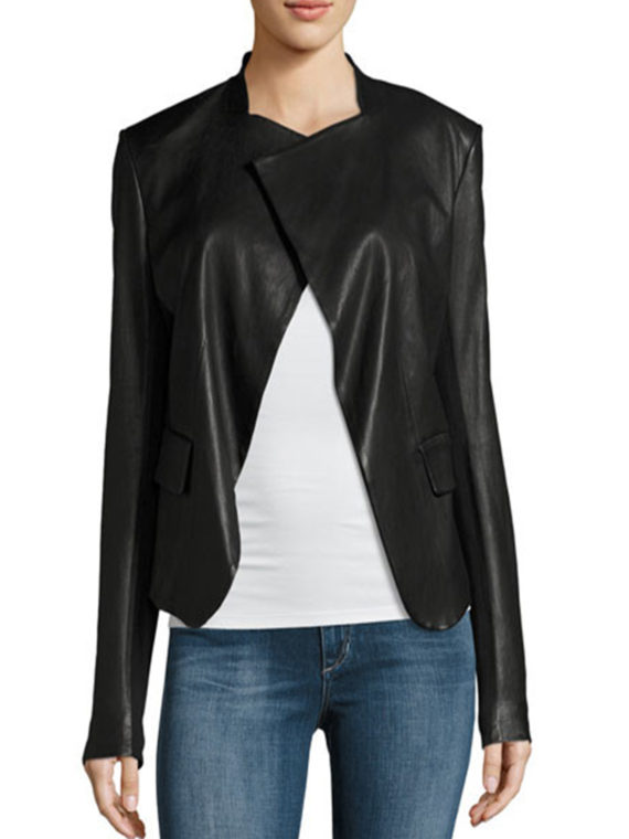 Blouse Black Leather Jacket For Women