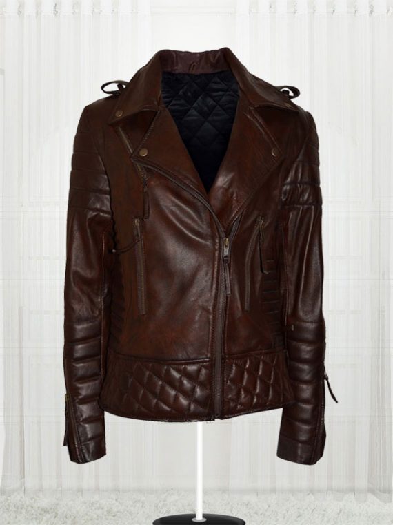 Kay Michael Quilted Brown Leather Men Jackets