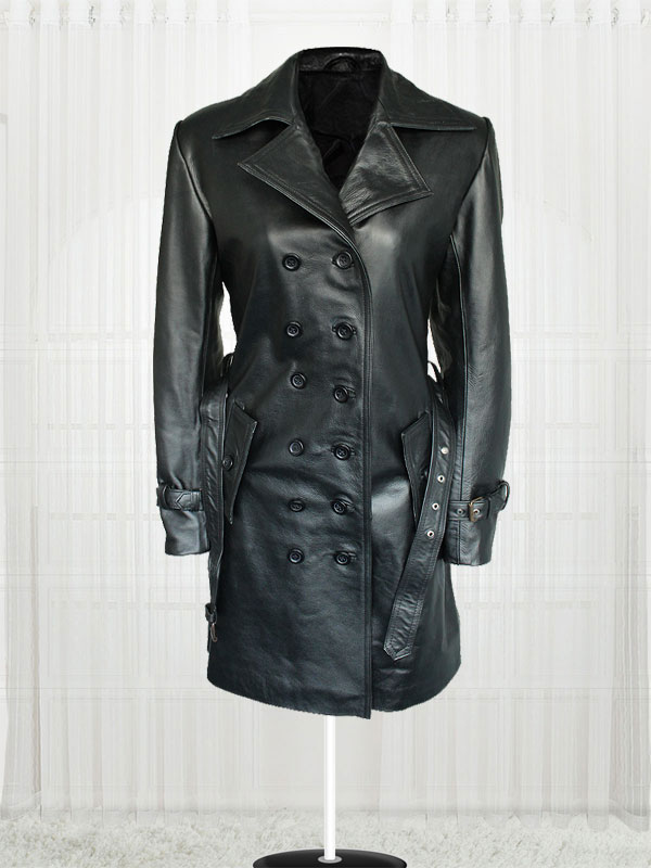 Lauren Pope Black Leather Jacket Coat