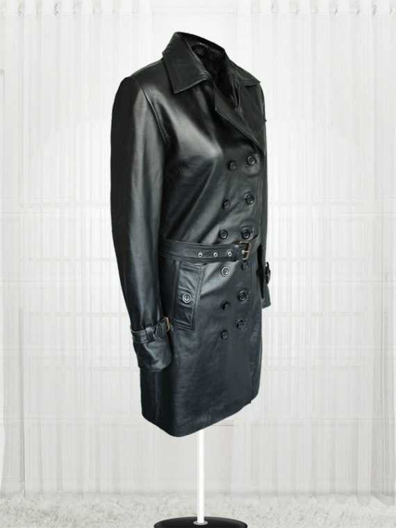 Lauren Pope Black Leather Coat - Image 3