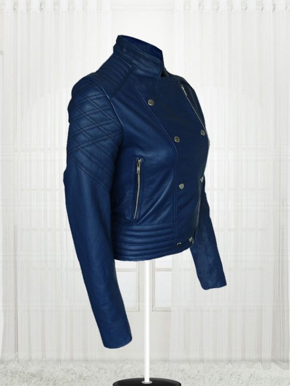 London Studio Susanna Reid Blue Leather Women's Jacket.jpg