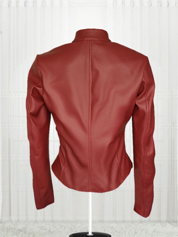 Stylish Maroon Color Women Leather Jacket